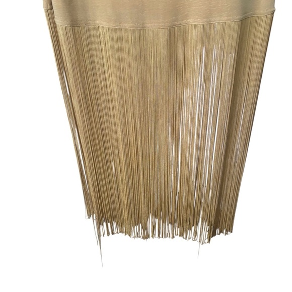 Together Gold Fringe Hem Slinky Maxi Dress Sleeveless Vintage Style Women’s Sz S - Picture 5 of 10